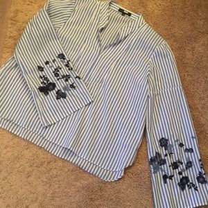 Striped embroidered top